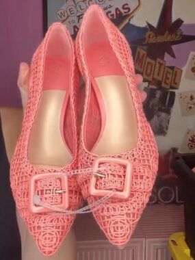 ANTONIO MELANI Coral Woven Pointed Toe Flats with Buckle Detail